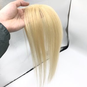 Extension per capelli umani 100% con topper in seta 4x8cm, colore 613 #   Topper Biondo con Clip e Frange 3D per Donne - Product Image 1