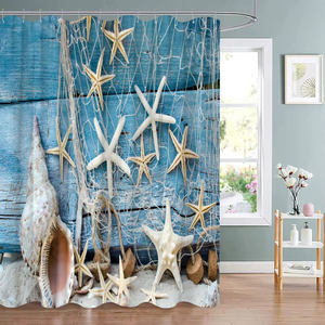 Bãi biển vải tắm Rèm cửa với Non-Slip Thảm nhà vệ sinh bìa và Bath Pad phòng tắm trang trí nội thất Set với Hooks - Product Image 2