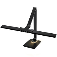 Lampe de bureau LED moderne à clipser Protection des yeux Écran incurvé Abat-jour en métal noir Corps en aluminium à piles pour étudiants Ordinateur