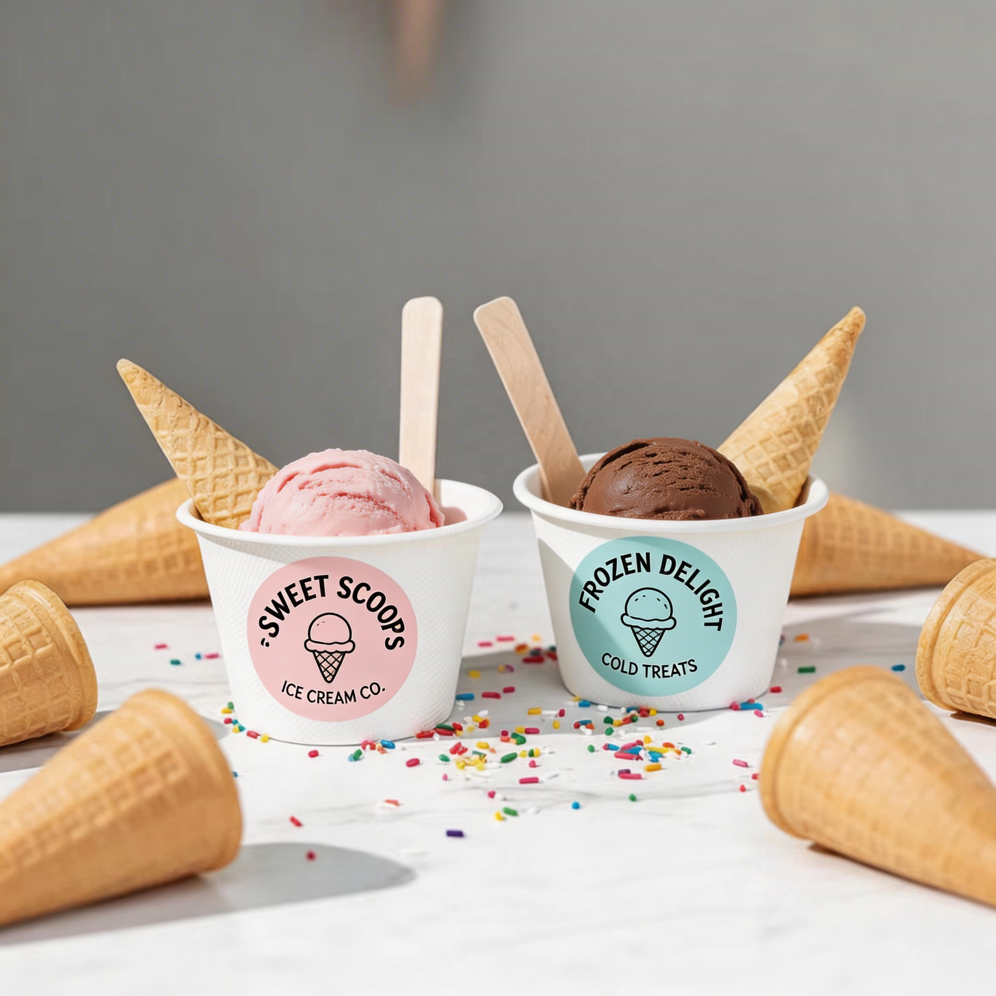 Custom 5oz Eco Biodegradable Compostable Pulp Sugarcane Bagasse Ice Cream Cups Takeout Spiral Gelato Sorbet Dessert Paper Cup