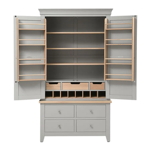 Mobile da Cucina Chester Grigio Tortora con Doppio Armadio Dispensa in Legno Massello - Product Image 5