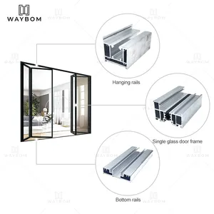 75 accordion glass bi folding door roller slim aluminium folding door steel frame divider sliding folding door kitchen Profile