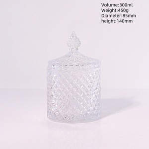 Tarro de vela de cristal grueso de 10OZ con tapa Artículo de decoración de baño elegante - Product Image 2
