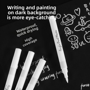 Pennarello Acrilico Permanente <span class=keywords><strong>Bianco</strong></span> e Penna per Evidenziare e Contornare con Punta Morbida/Dura per Carta - Fai da Te, Cancelleria e Journaling - Product Image 3
