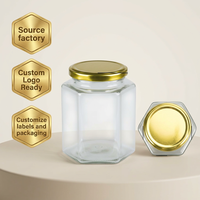 Mini pots à miel en verre personnalisés avec couvercles, pots à miel hexagonaux en verre UV, pots à épices en verre avec couvercles pour aliments