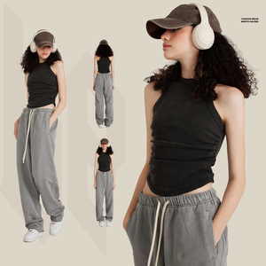 เสื้อกล้ามออกกำลังกายสำหรับผู้หญิงแบบสปอร์ต  รัดรูป  ไร้แขน  ทรง Racerback  ผ้าถักริบ  รับผลิตตามสั่งพร้อมปักโลโก้  เป็นมิตรต่อสิ่งแวดล้อม  ขายส่ง - Product Image 1