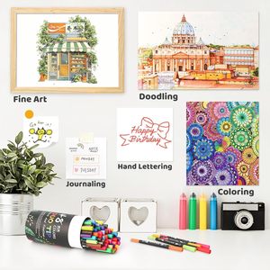 Marcatori a 48 colori per libri da colorare per adulti senza sanguinamento-Duo punta penne artistiche, pennarello da colorare Fine e pennello per calligrafia per adulti - Product Image 3