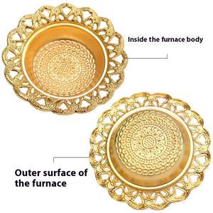 Petit Brûleur d'Encens en Bois de Santal Arabe Doré, Diffuseur d'Arômes Tour pour Usage Domestique, Produit du Moyen-Orient - Product Image 4