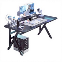 Bureau d'ordinateur pour la maison, le gaming e-sport, le bureau, table d'étude minimaliste, table d'écriture, motif fibre de carbone, surface en panneau MDF haute densité