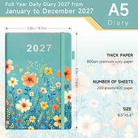 Carnet de notes A5 à couverture rigide en PU, motif floral vibrant, bande élastique, attache pour stylo, logo personnalisé, haute qualité, écriture facile