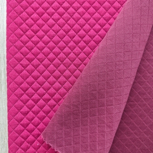Chất Lượng Cao Ba Lớp Bánh Sandwich Scuba Jacquard Polyester Vải Đa Năng 3D Mô Hình Vuông Ấm Ngủ Cho Cô Gái Căng - Product Image 2