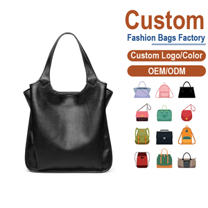 Sac fourre-tout antivol en cuir véritable noir - Grande capacité, bandoulière amovible, OEM pour marques de luxe, printemps/été/automne - Product Image 1