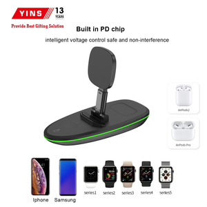 15W 3-in-1 Magnetic Wireless <strong>Charger</strong> Stand Fast Charging Dock Station for iPhone 16 Pro Max for Apple Watch for AirPods Pro OTP