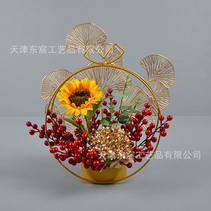 งานฝีมือตงเฉิน ช่อดอกไม้กระเช้านำโชค ขนาด 30 ซม.-100 ซม. ดอกไม้พลาสติกและดอกไม้ผ้าไหม สำหรับตกแต่งเทศกาล ตกแต่งโต๊ะต้อนรับโรงแรม - Product Image 2