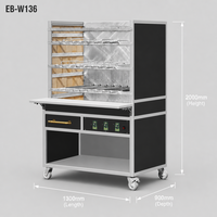 Barbecue à charbon de bois commercial en acier inoxydable pour l'extérieur avec chariot
