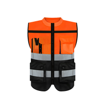 Gilet de sécurité réfléchissant à col rond, multi-poches, imperméable, avec logo personnalisé, fermeture éclair, haute visibilité, pour les services de circulation