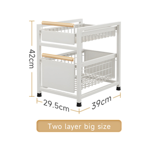 Panier de rangement double couche pour la cuisine Tiroir coulissant pour <span class=keywords><strong>épices</strong></span> <span class=keywords><strong>Sous</strong></span> l'évier Étagère de rangement - Product Image 2