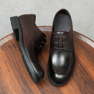 Zapatos de Cuero para Hombre, Estilo 2025, Cuero Genuino, Estilo Británico, Versátiles, Punta Redonda, Formales de Negocios, con Elevador Interno, Tipo Derby - Product Image 5