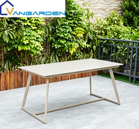 Ensemble table et chaises de jardin en pierre frittée, moderne, luxueux, durable, résistant aux intempéries et aux UV, empilable, en aluminium