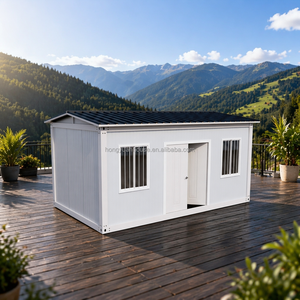 Cabina Prefabbricata Monopiano <span class=keywords><strong>Bianca</strong></span> con Tetto a Falda, Pannelli Sandwich e Pannelli Verticali a Doghe per Parchi e Dormitori Temporanei - Product Image 3