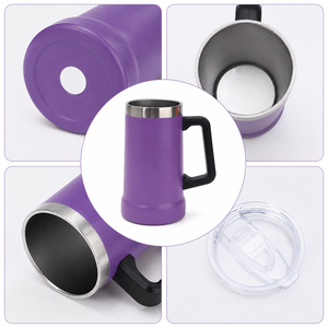 Jarra de Cerveza de Acero Inoxidable OEM de 24 oz/710 ml <span class=keywords><strong>con</strong></span> Asa Grande, Tapa 100% Hermética, Taza de Vacío de Doble Pared para Bares, Pubs y Eventos - Product Image 3