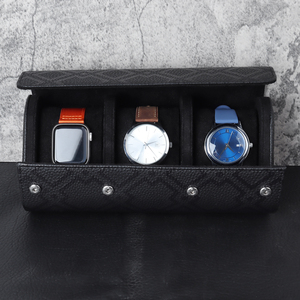 Nuevo rollo de reloj de cuero personalizado con logotipo interno y externo Patrón personalizado Textura de color Caja de reloj de 3 ranuras para hombres - Product Image 6