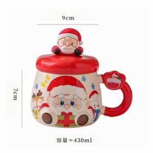 Wholesale Cute Christmas Gift <b>Ceramic</b> <b>Mugs</b> 420ml Porcelain Cup with Santa Claus Head Cup Lid for Business Gifts - Product Image 4