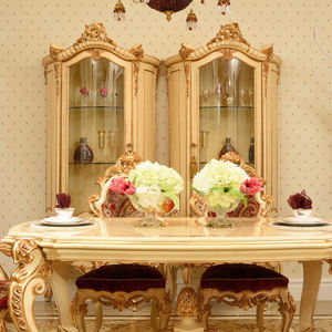 Lemari Anggur Villa Kayu Solid Gaya Prancis Antik Mewah Buatan Tangan dengan Pintu Kaca Dekoratif - Product Image 4