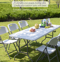 Table pliante rectangulaire portable de 6 pieds pour le camping et les pique-niques, en plastique, pour l'extérieur