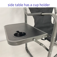 Chaise pliante de réalisateur moderne avec table latérale (porte-gobelet) et poches de rangement - Charge de 120 kg, mobilier d'extérieur en aluminium