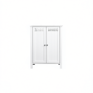 Gabinete de Almacenamiento para Baño de Doble Puerta Blanco, Estante Ajustable, Diseño Moderno de Madera, Rectangular Independiente D0100HEU9LY - Product Image 1
