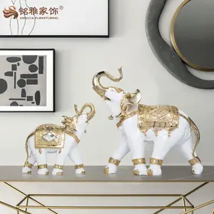 Dekorasi Feng Shui Gaya India Patung Binatang, Patung Gajah Thai Resin