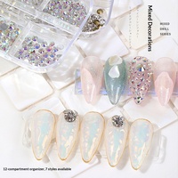 Strass en résine 3D à dos plat pour nail art, irisés, luxueux, autocollants thermocollants pour décoration d'ongles