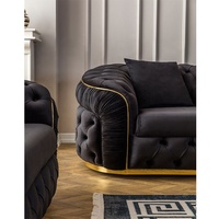 Canapé Chesterfield de luxe 3 places en velours italien capitonné, fourni par l'usine Winforce, pour salon, Turkiye.