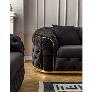 Winforce Factory Supply Luxury Chesterfield Sofa Set Living Room Furniture Velvet Turkiye Couches Tufted Sofa 1 Seat Sofa Chair