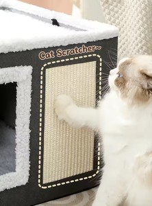 Nichoir isolé et scellé à double couche pour chats et chiens, <span class=keywords><strong>banc</strong></span> pour animaux de compagnie avec griffoir intégré et maison pliable pour le rangement - Product Image 2