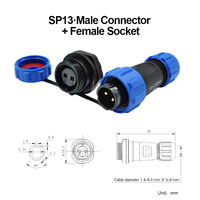 Connecteur de fil électrique anti-UV SP13 2 3 4 5 6 7 9 broches antichoc extérieur IP68 étanche LED connecteurs d'aviation prise de courant