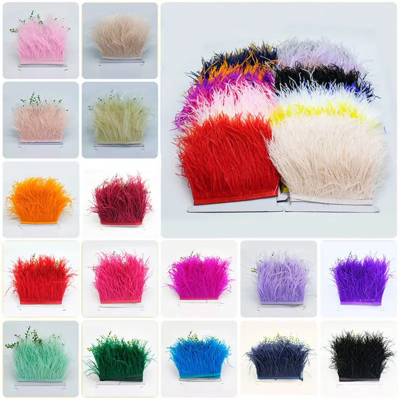 Wholesale 10-15 cm Ostrich Feathers Multicolor Feather Trims Fringes Party Decorative Ostrich Feathers For Wedding Dress