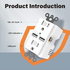 Nhà Máy Outlet tốc độ cao tường sạc Ổ cắm điện với <span class=keywords><strong>USB</strong></span> 15A TR receptacle tấm Tường là ổ cắm điện với <span class=keywords><strong>USB</strong></span> - Product Image 3