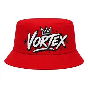 Chapeau Bob Unisexe Personnalisé avec Logo Imprimé Graffiti Rouge Streetwear – Chapeau de Soleil en Toile de Coton Hip Hop – Vente en Gros - Product Image 1