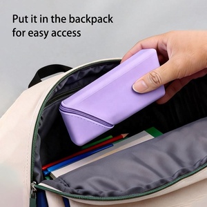 Silicone Desktop Dual-use Student Simple Pencil case diamond Zipper Silicone Stationery Storage Bag Stationery Pencil Case - Product Image 5