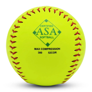 12 Inch Yellow PVC Leather Softball 52COR/<strong>300</strong> LBS Slow Pitch Softball Synthetic Leather Poly Core Center Softball - Product Image 5