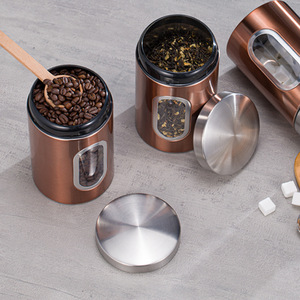 Premium Metall Edelstahl Luftdicht Abgerundete Oberseite Tee Zucker Kaffee kanister, Geruchs sicherer Behälter mit Auf schraub deckel - Product Image 6