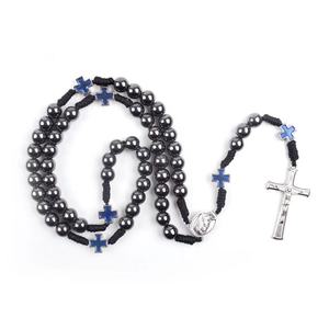 Rosario católico hematita sostiene una <span class=keywords><strong>cruz</strong></span> <span class=keywords><strong>de</strong></span> cuentas <span class=keywords><strong>de</strong></span> oración para Jesús Día <span class=keywords><strong>de</strong></span> Pascua Regalos <span class=keywords><strong>de</strong></span> la iglesia cristiana - Product Image 1