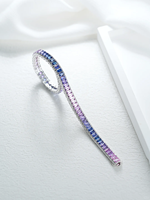 Cadeau bijoux recommandé! Bracelet de tennis tendance de couleur arc-en-ciel avec diamant incrusté d'or 18 carats Bracelet de saphir naturel pour femme