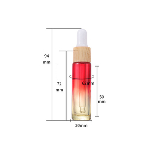 Rainbow 10ml Botella cuentagotas de vidrio Botella de aceites esenciales Muestra Gradiente de color Gotero Vial Perfume con tapa de plástico de grano de madera - Product Image 6