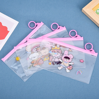 B2 dessin animé sac à fermeture éclair mignon fille stylo sac étudiant papeterie Simple PVC étanche transparent crayon ziplock sac