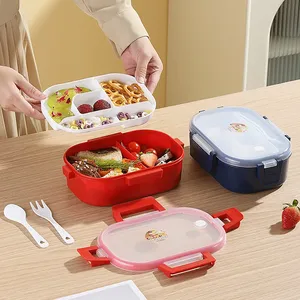 2 <b>Compartment</b> BPA Free <b>Lunch</b> <b>Box</b> with Carry Handle, Leakproof Microwave Safe Bento <b>Box</b> for Kids Adults School Meal Prep - Product Image 1