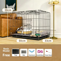 Cage pour chat en fer avec bouton, plateau en plastique, design pliable, fonction toilette, écologique, grande capacité, gain de place, maison d'intérieur pour chat de petite taille