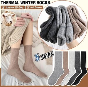 Calcetines Casuales de Invierno para <span class=keywords><strong>Mujer</strong></span>, Hasta la Rodilla, de Spandex/Poliéster/Algodón Grueso, Suaves, Transpirables, Antibacterianos, Tejidos - Product Image 3